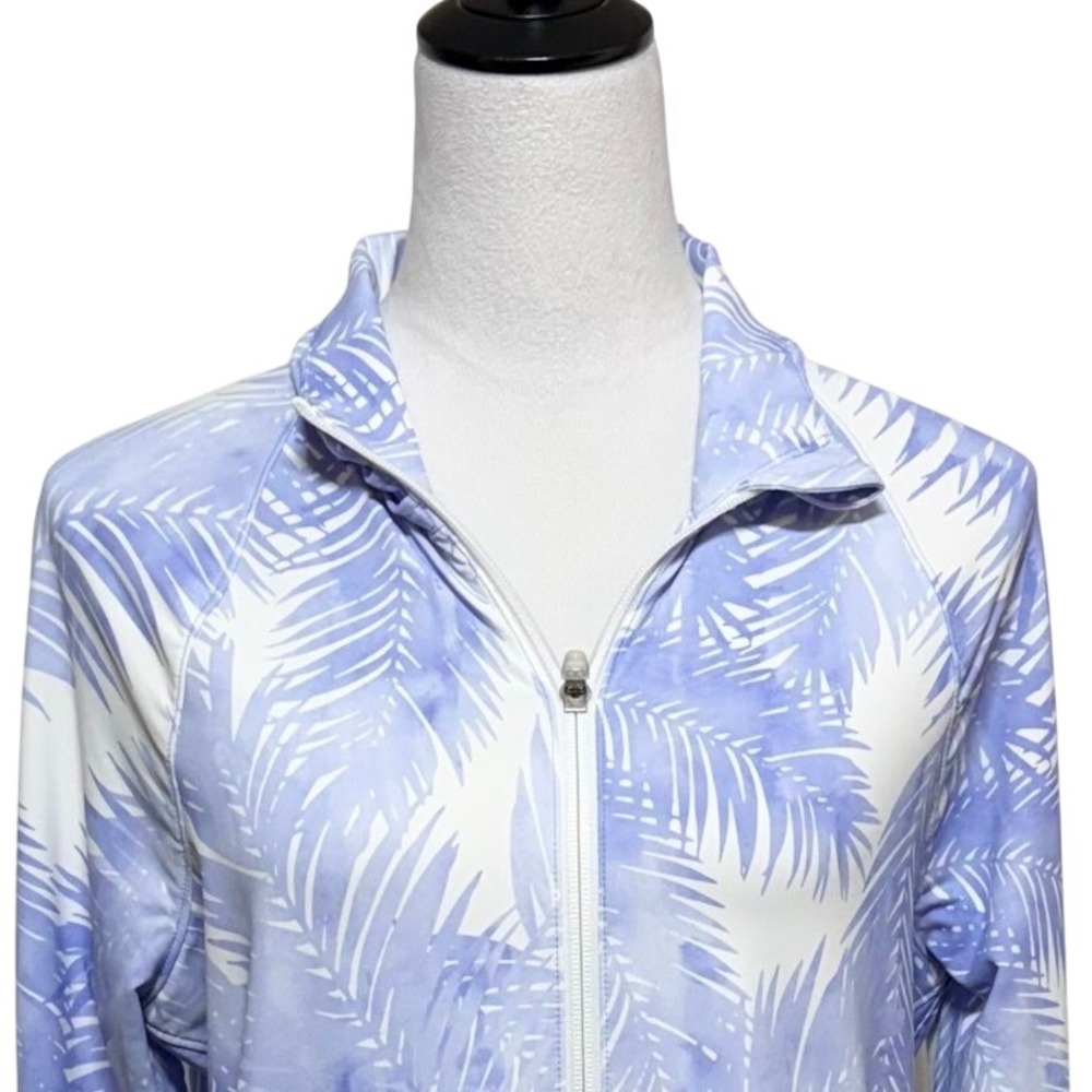 Peter Millar Jacket Women Large Purple Arain Palm Skirted Full Zip Long Sleeve